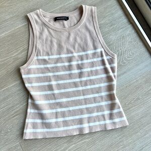 Minimalist Striped Tank Top in Tan and White